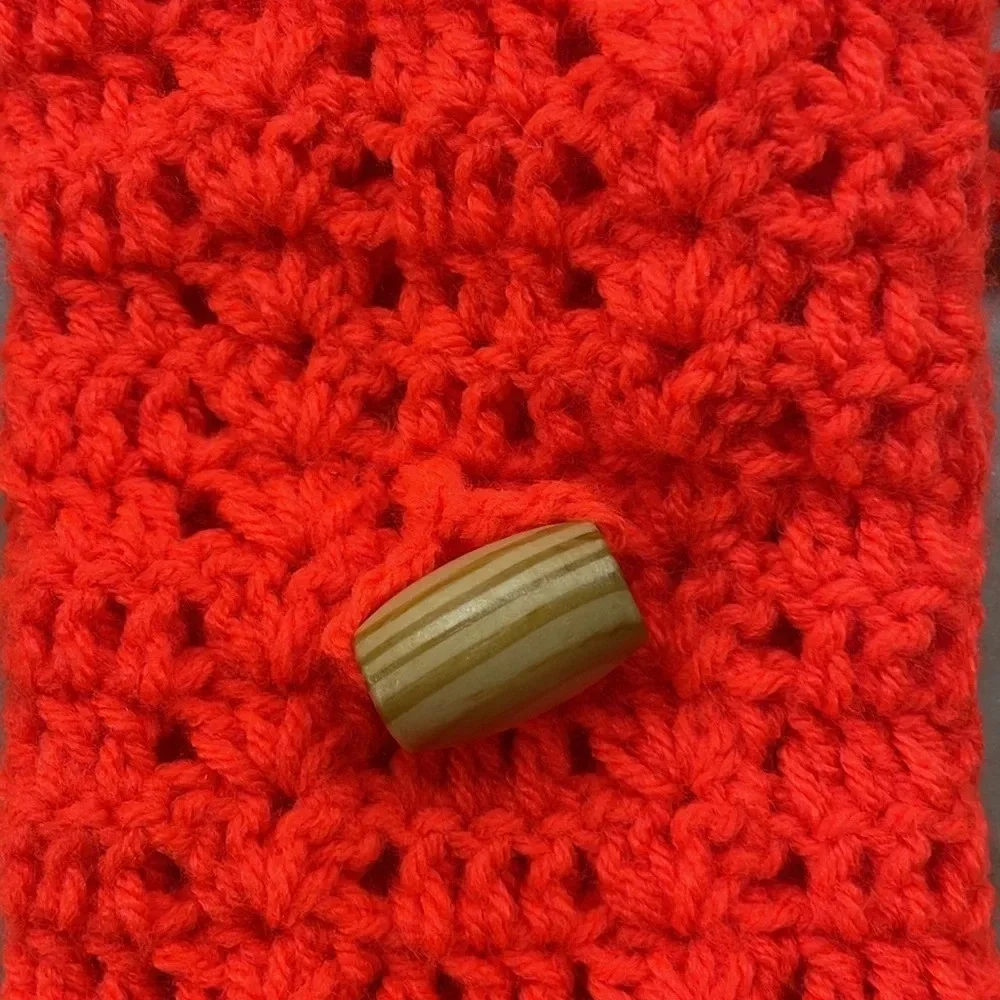 Crochet Bag Crossbody Shoulder Stretch Phone Purse Case Orange Small Handmade
